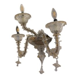 Mid 20th Century Murano Style Glass + Brass Sconce