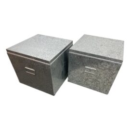 Muji Galvanized Tin Storage Cube + Side Tables, Pair
