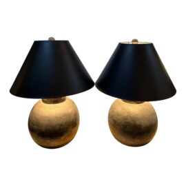 McGuire Hammered Bronze Table Lamps, Pair. Original Price: $2,000