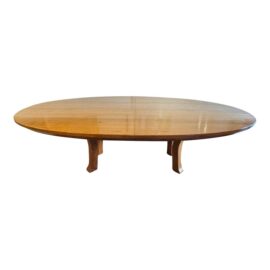 Custom Design Solid Walnut Oval Extension Dining Table. Original Price: $8,400