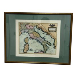 Antique Map of Ancient Italy With Islands Corsica, Sicily and Sardinia, Framed