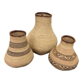 Singita Binga Nongo Natural Woven Gourd Baskets, Set of Three. Original Price: $450