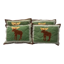 White Arrows Home Moose Appliqué Pillows, Set of Four. Original Price: $135