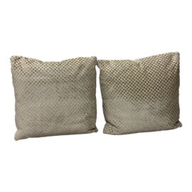 Burn-Out Gold Velvet Throw Pillows, Pair
