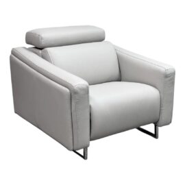 NEW Loggia Showroom Athos Leather Power Recliner, Frozen. Original Price: $8,750