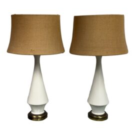 Mid Century Blanc De Chine Table Lamps, Pair