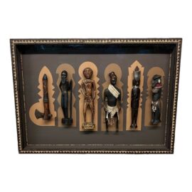 Vintage Collection of African Figures, Mounted and Framed