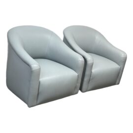 A. Rudin Model 419 Leather Swivel Chairs, Pair