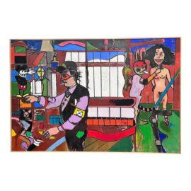 Circa 1993-95 Richard Merkin "The Archivist" Oil on Canvas Art Work, Signed