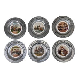 200 Year Anniversary the Great American Revolution Pewter Plates, Set of Six