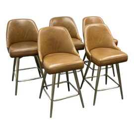 West Elm Mid Century Swivel Counter Stools, Set of Five. Original Price: $3,500