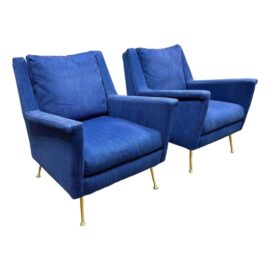 West Elm Carlo Mid Century Arm Chairs, Pair. Original Price: $2,600