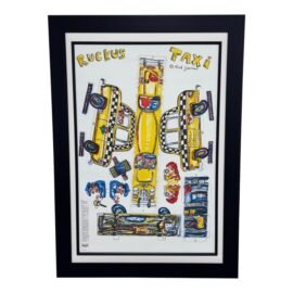 Circa 1986 Red Grooms "Ruckus Taxi" Framed 3d Lithograph Sculpture, Framed