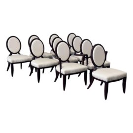 Barbara Barry for Baker Furniture Oval X Dining Chairs, Set of 10. Original Price: $17,000