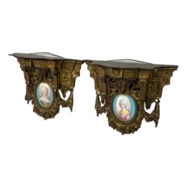 Antique French Gilt-Bronze Consoles, Pair