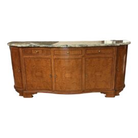 Custom Design Louis XVI–Style Marble Top + Burl Credenza. Original Price: $12,900