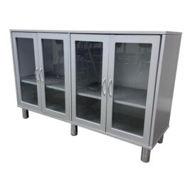 Industrial Style Lacquered + Glass Cabinet