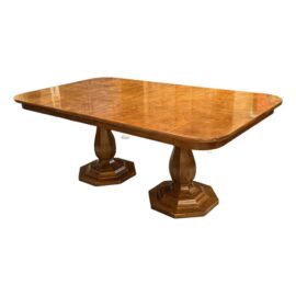 Henredon Burl Wood Carved Double Pedestal Dining Table