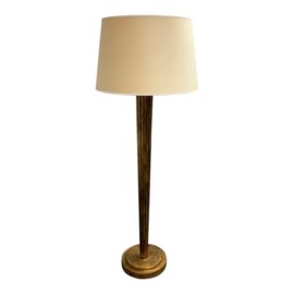 Worlds Away Caprone Fluted Wood Floor Lamp. Original Price: $1,750