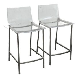 CB2 Chiaro Clear Acrylic Counter Stools, Pair. Original Price: $600