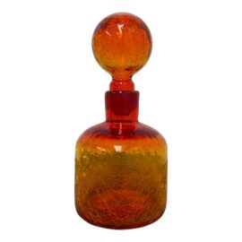 Italian Hand Blown Fire Orange Glass Decanter. Original Price: $300