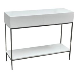West Elm White Lacquer Console Table + Storage
