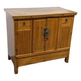 Vintage Elmwood Storage Cabinet With Hidden Compartment