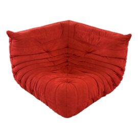 Michel Ducaroy for Ligne Roset Togo Corner Armless Side Chair, Alcantara Goya Red. Original Price: $6,375
