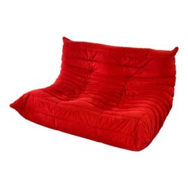 Michel Ducaroy for Ligne Roset Togo Armless Loveseat, Alcantara Goya Red. Original Price: $6,575