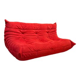Michel Ducaroy for Ligne Roset Togo Armless Sofa, Alcantara Goya Red. Original Price: $8,615