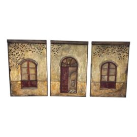 Circa 1990's Claudio Soleri Tuscany Triptych Mixed Media Paintings. Estimate Price: $9,730