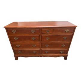 Mid 20th Century Maple Wood Double Dresser With Cherry Wood Stain