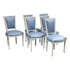 Louis XVI Style White Washed Dining Side Chairs, Set of Six.  Original Price: $5,600