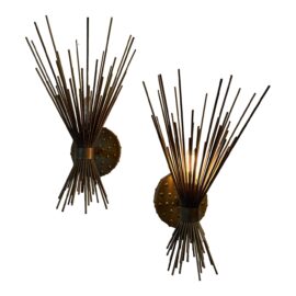Brass Spike Bundle Sconces, Pair