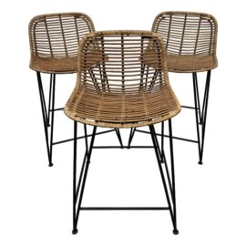 Palecek Hermosa Rattan in/Outdoor Counter Stools, Set of Three. Original Price: $3,450