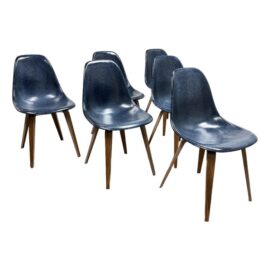 Case Study Furniture Shell Spyder Base Side Chairs, Set of Six. Original Price: $2,760