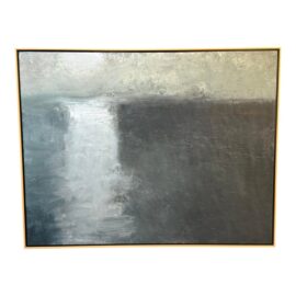 Piotr Strelnik Figurative Muted Blue Landscape Painting, Signed. Estimated Cost: $13,000