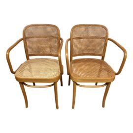 Josef Hoffman Thonet Prague Arm Chairs, Pair