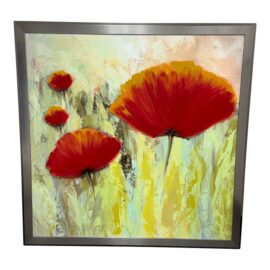 Contemporary Poppies Landscape Painting, Signed