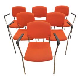 Hightower Modernist Stackable Arm Chairs, Set of Six