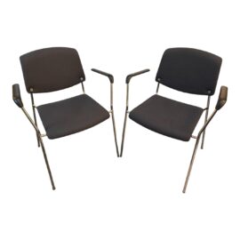 Hightower Modernist Stackable Arm Chairs, Pair