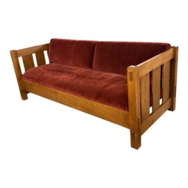 Stickley Mission Oak Wood Arts & Crafts Sofa