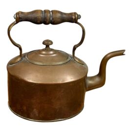 19th Century Cooper Kettle With Wooden Handle