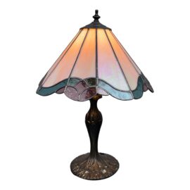 Tiffany Style Stained Glass + Iridescent Table Lamp