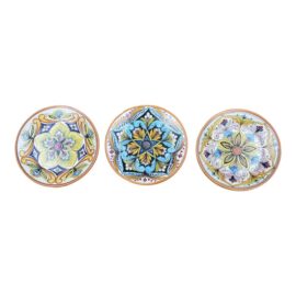 Circa 1990's Ceramic Erincina Hand Painted Wall Plates, Set of Three