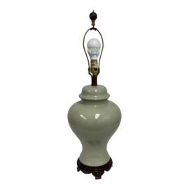 VIntage Chinese Ginger Jar Celadon Ceramic Table Lamp