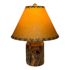 Organic Modern Live Edge Rustic Wood Table Lamp, Signed "A"