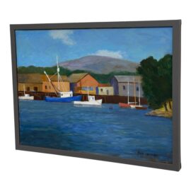 Don George Boats Docked in Colorful Harbor, Signed
