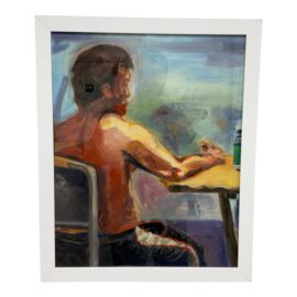 Figurative Artwork Man Waiting at the Window, Framed