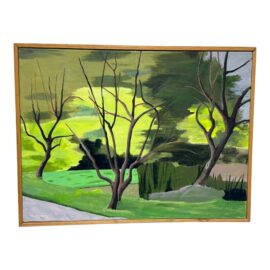 Post Modern Colorful Landscape of Bare Trees, Framed